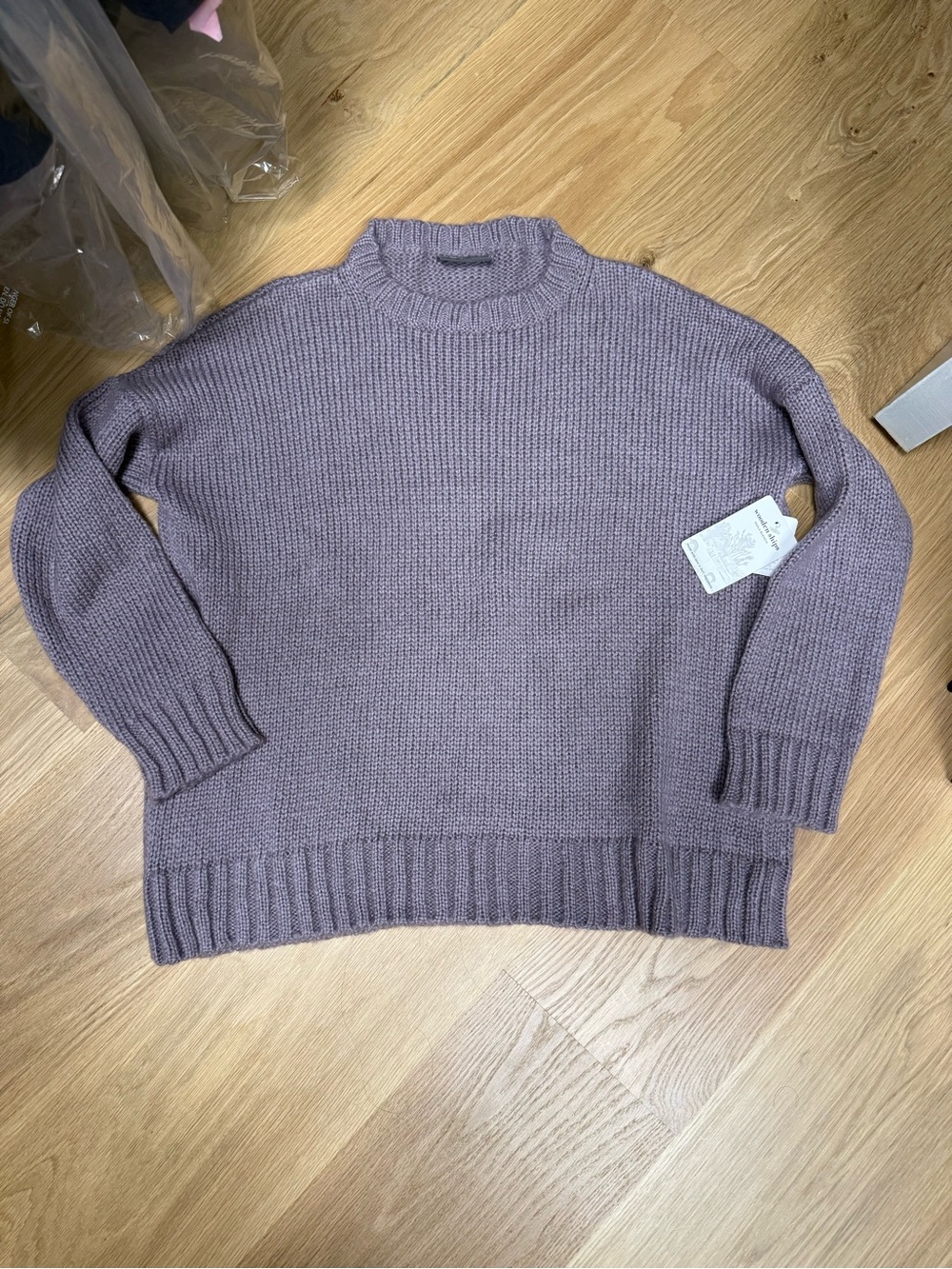 Wooden Ships S/M slouchy crew plum sweater